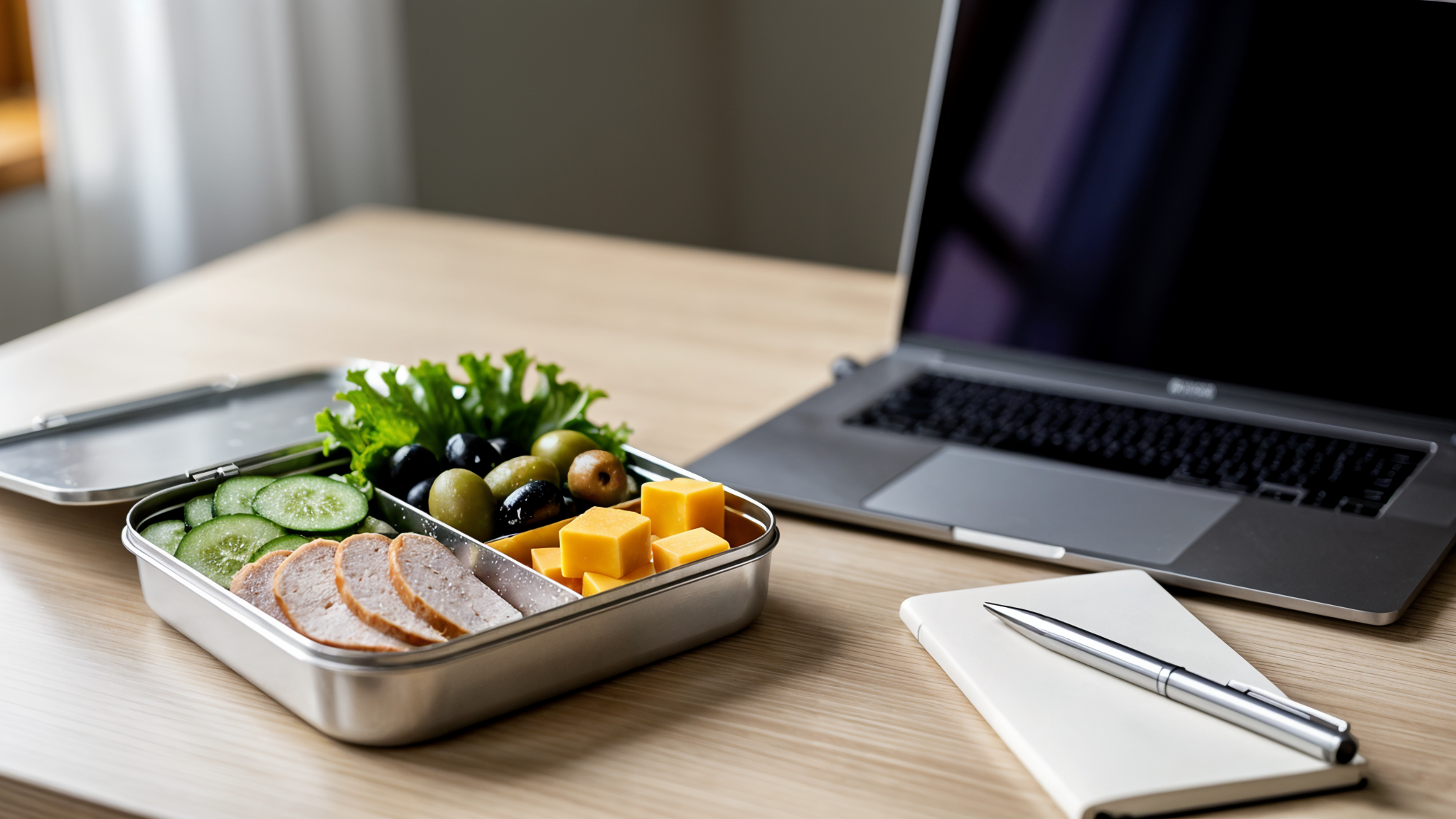 Featured image showing keto lunch boxes on a work desk