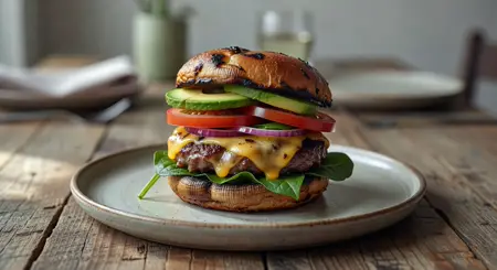 Keto portobello mushroom burger image